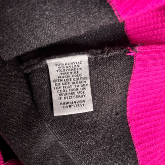 Eliza J Size M Long Sleeve Color Block Sweater Holiday Dress Black/Grey/Pink #V - Picture 7 of 7